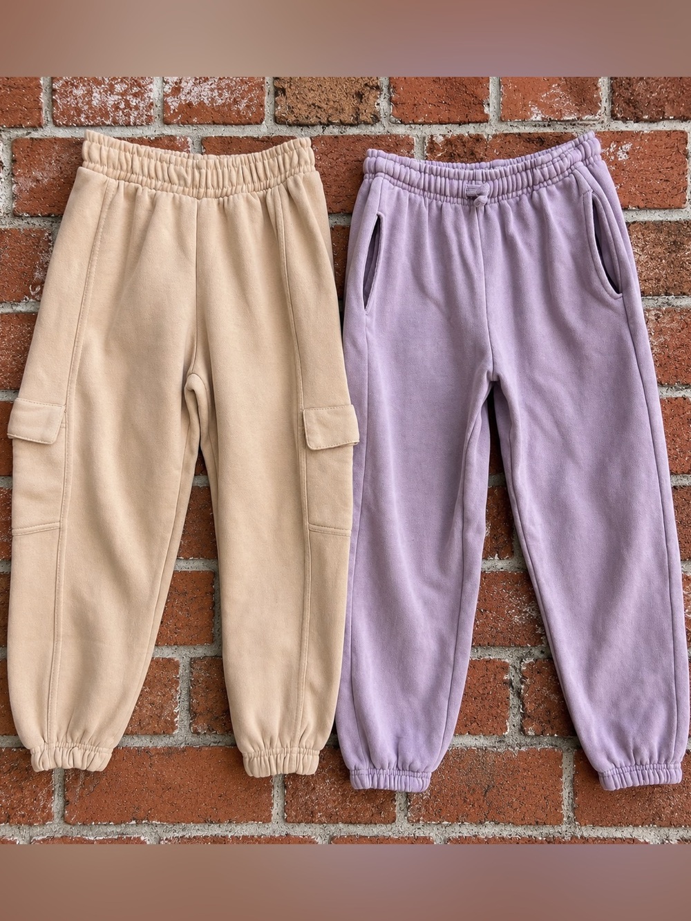 Zara Kids Cargo Sweatpants Bundle in Beige and Lavender